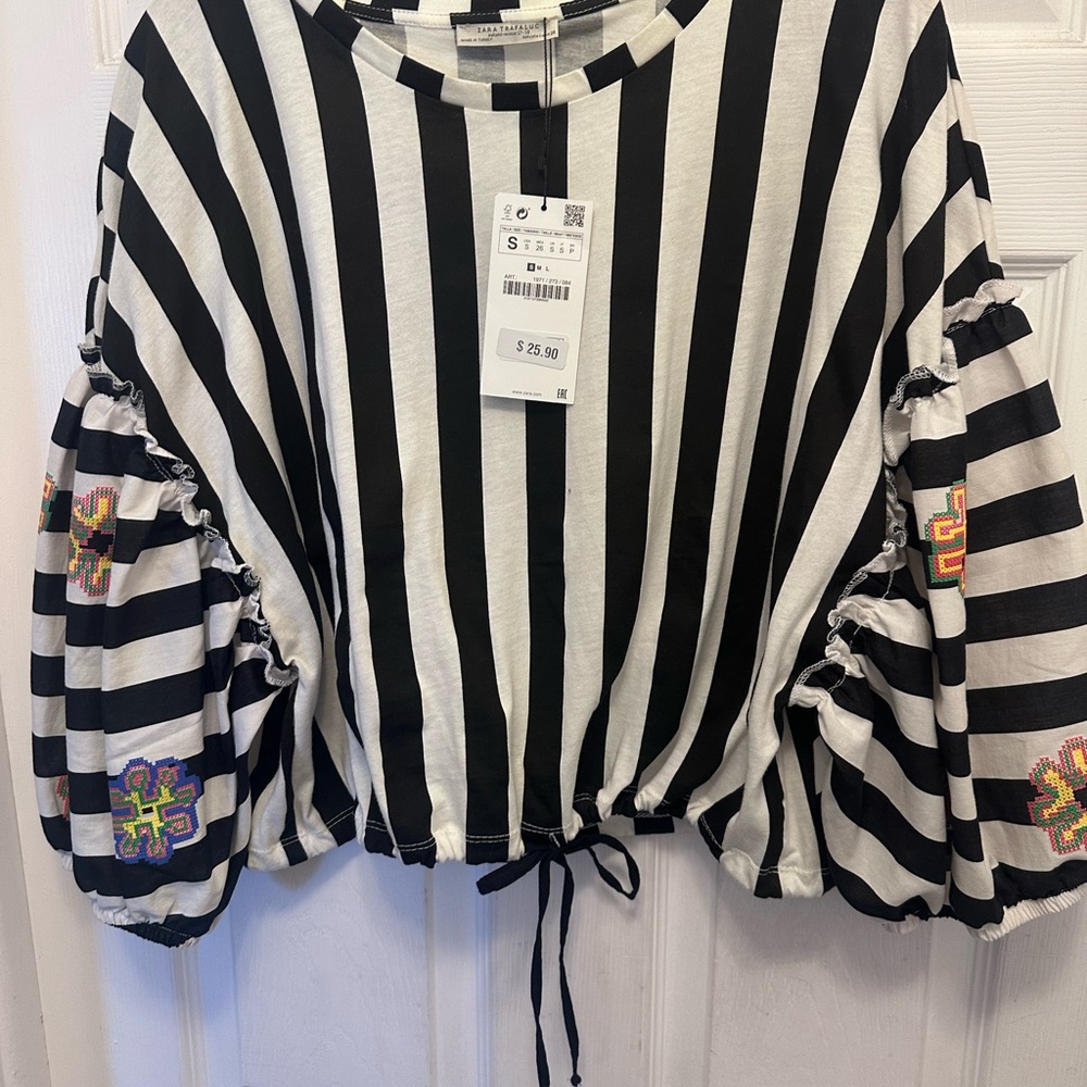 Striped Black and White Women's Top